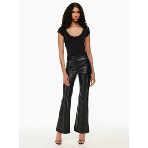 Wilfred Aritzia Black Faux Leather Cabaret Flare Pants